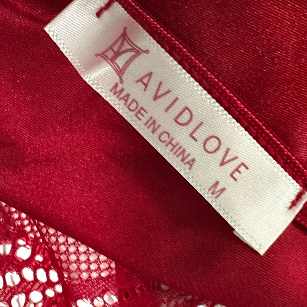 Avidlove Lingerie Set Lace‎ Babydoll Satin Chemise Sleepwear Red